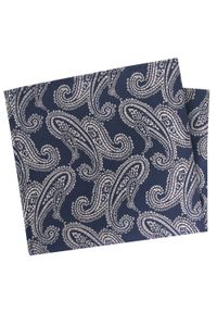 Poszetka Męska, Elegancka - Alties - Paisley na Granatowym Tle. Kolor: niebieski. Materiał: poliester. Wzór: paisley