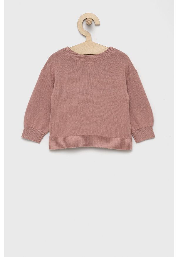 GAP Sweter bawełniany dziecięcy kolor różowy. Kolor: różowy. Materiał: bawełna