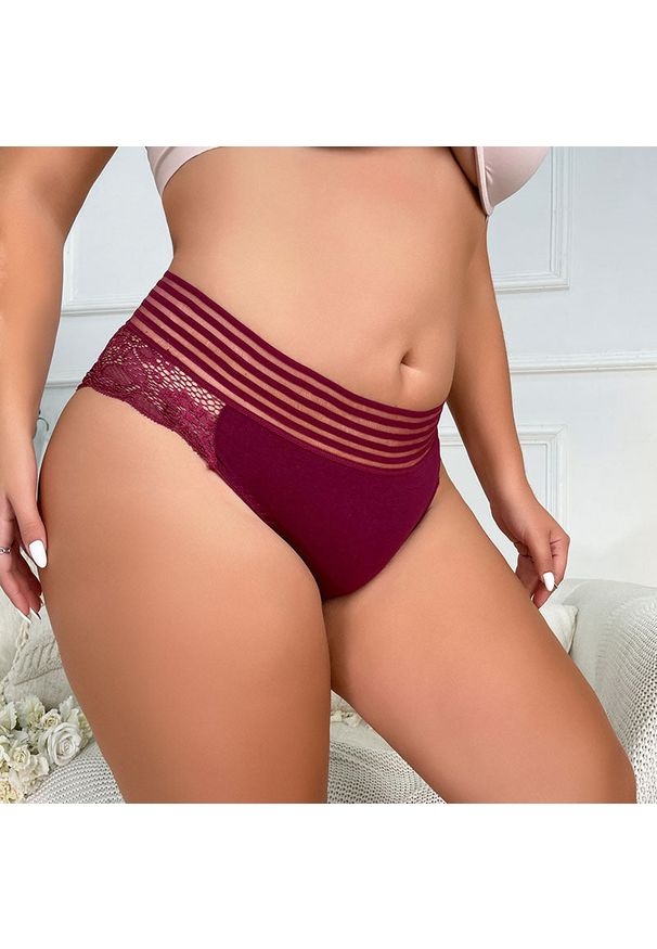 Intica - Koronkowe tangi z ozdobnym pasem na specjalne okazje Kasumi. Kolor: czerwony. Materiał: koronka. Wzór: koronka