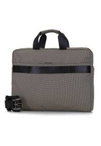 Wittchen - Męska torba na laptopa 17” z boczną kieszenią duża beżowo-czarna. Kolor: wielokolorowy, beżowy, czarny. Materiał: poliester #6