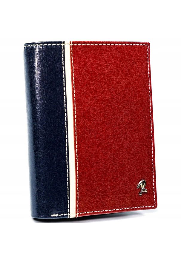 ROVICKY - Portfel męski Rovicky 331-RBA-D NAVY-RED granatowo-czerwony. Kolor: czerwony, niebieski, wielokolorowy. Materiał: skóra