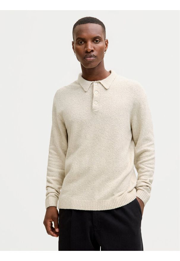 Jack & Jones Sweter Maverick 12286144 Beżowy Regular Fit. Kolor: beżowy. Materiał: bawełna