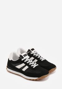 Renee - Czarne Klasyczne Sneakersy Zdobione Siateczkowymi Wstawkami Eilshoy. Okazja: na co dzień. Kolor: czarny. Materiał: jeans. Wzór: aplikacja #2