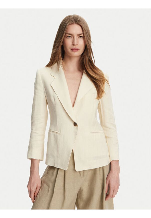 Marella Marynarka Biella 2513041062 Écru Regular Fit. Materiał: len