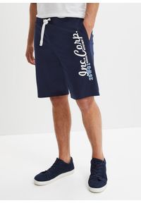 bonprix - Bermudy z dżerseju. Kolor: niebieski. Materiał: jersey. Wzór: nadruk #1