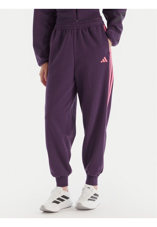 Adidas - adidas Spodnie dresowe Tiro 3-Stripes JM9072 Fioletowy Loose Fit. Kolor: fioletowy. Materiał: bawełna, syntetyk