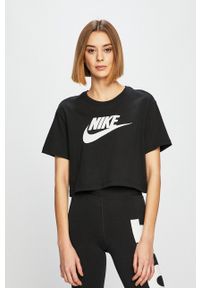 Nike Sportswear - Top. Okazja: na co dzień. Kolor: czarny. Wzór: nadruk. Styl: casual #1