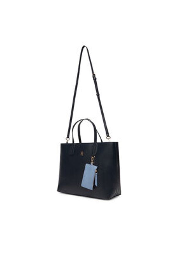 TOMMY HILFIGER - Tommy Hilfiger Torebka Th Icon Satchel AW0AW17683 Granatowy. Kolor: niebieski. Materiał: skórzane