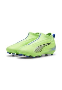 Puma - Młodzieżowe buty piłkarskie bez sznurowania ULTRA 5 MATCH+ PUMA. Kolor: żółty, biały, wielokolorowy, niebieski. Sport: piłka nożna
