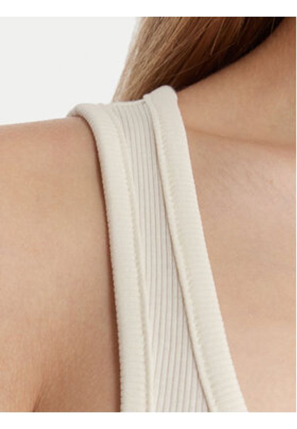 Guess Jeans Top W6RP20 KA0H1 Écru Slim Fit. Kolor: kremowy. Materiał: bawełna