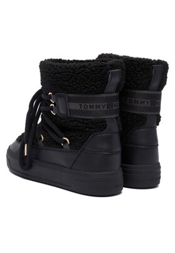 TOMMY HILFIGER - Tommy Hilfiger Śniegowce Faux Shearling Snowboot FW0FW08788 Czarny. Kolor: czarny. Materiał: materiał