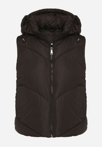 Born2be - Czarna Klasyczna Kamizelka z Pikowanymi Przeszyciami i Kapturem Ollera. Okazja: na co dzień. Typ kołnierza: kaptur. Kolor: czarny. Materiał: jeans. Styl: klasyczny #7