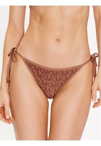 MICHAEL Michael Kors Dół od bikini Signature Logo MM2N504 Brązowy. Kolor: brązowy. Materiał: syntetyk