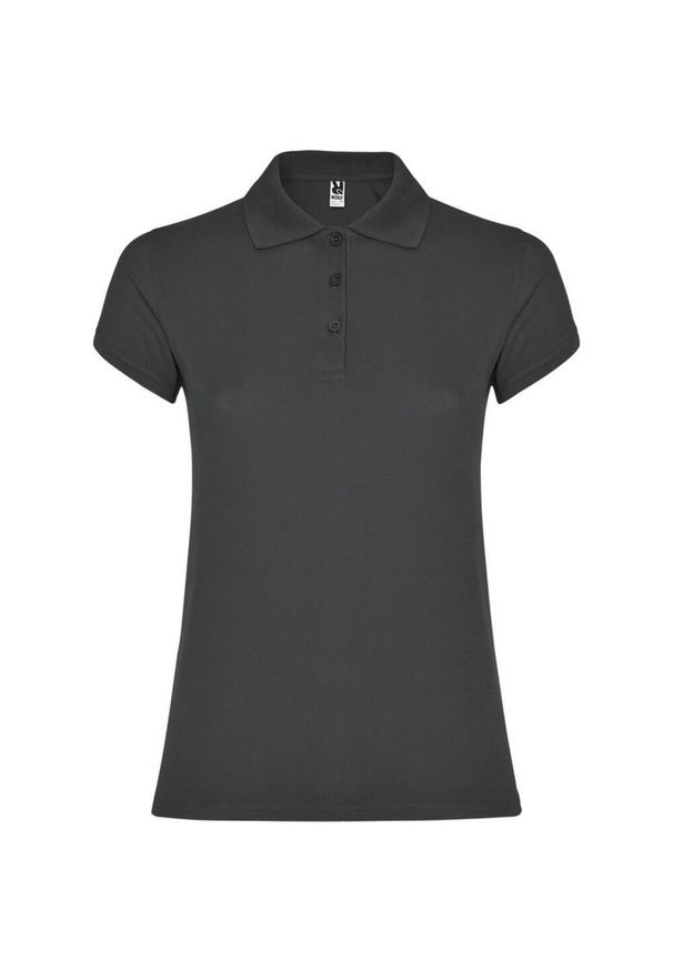 ROLY - Damska Koszulka Polo W Gwiazdki. Typ kołnierza: polo. Kolor: szary, niebieski, wielokolorowy