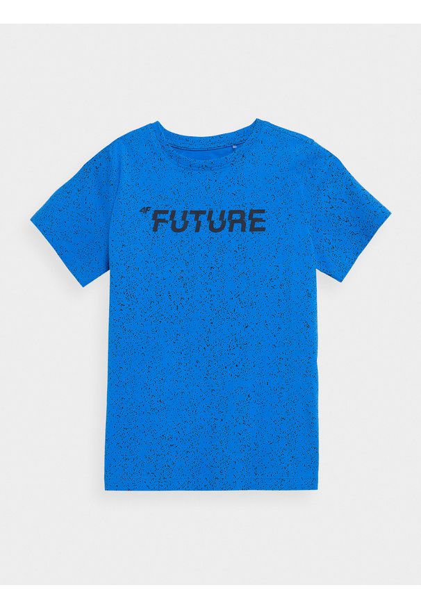 4f - T-shirt chłopięcy (122-164). Kolor: niebieski. Materiał: bawełna. Wzór: nadruk