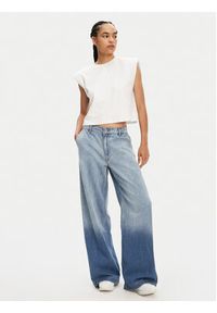 Please Jeansy P869200002 Niebieski Wide Leg. Kolor: niebieski