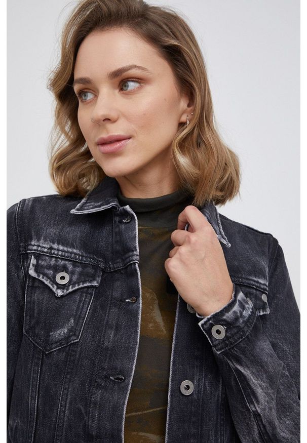 Pepe Jeans Kurtka jeansowa Thrift damska kolor szary przejściowa. Okazja: na co dzień. Kolor: szary. Styl: casual