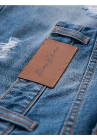 Ombre Clothing - Męskie krótkie spodenki jeansowe z przetarciami i dziurami – niebieskie V3 - Rozmiar: M. Okazja: na co dzień. Kolor: niebieski. Materiał: jeans. Długość: krótkie. Wzór: aplikacja. Sezon: lato. Styl: klasyczny, casual #11