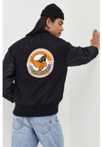 Iceberg kurtka bomber wełniana x Looney Tunes kolor czarny przejściowa. Kolor: czarny. Materiał: wełna #1