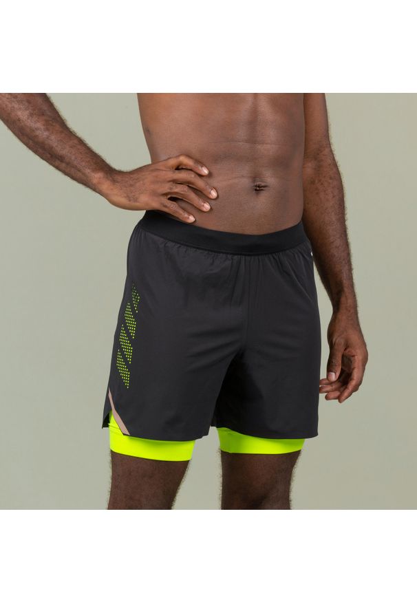 Decathlon - Spodenki pływackie Jammer-szorty męskie Nabaiji 500 Fiti. Kolor: żółty, czarny, wielokolorowy, zielony. Materiał: materiał, elastan