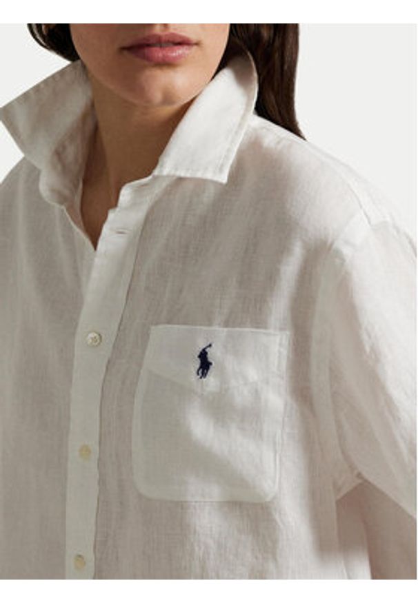 Polo Ralph Lauren Koszula 211965847001 Biały Relaxed Fit. Typ kołnierza: polo. Kolor: biały. Materiał: len