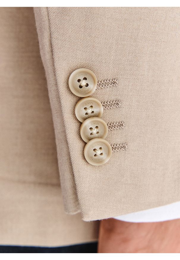 Pako Lorente - PAKO LORENTE – Beżowa marynarka męska. Kolor: szary, brązowy, beżowy. Materiał: wiskoza, poliester, elastan. Sezon: jesień