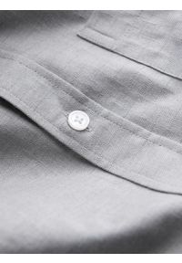Ombre Clothing - Koszula męska SLIM FIT z ozdobnej tkaniny z kieszonką – szara V2 - Rozmiar: S. Okazja: do pracy. Typ kołnierza: kołnierzyk klasyczny. Kolor: szary. Materiał: tkanina. Wzór: haft, ze splotem. Styl: klasyczny, elegancki #6