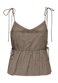 only - ONLY Top Nele 15370325 Beżowy ciemny Regular Fit. Kolor: beżowy. Materiał: wiskoza #6