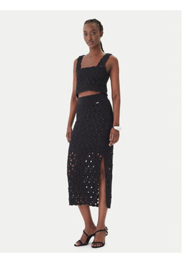 Fracomina Spódnica midi FR26SG4008K488R6 Czarny Slim Fit. Kolor: czarny. Materiał: bawełna