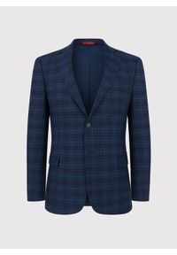 Pako Lorente - PAKO LORENTE – Granatowa marynarka w drobną kratkę. Okazja: na co dzień. Kolor: niebieski. Materiał: wełna, poliester, elastan. Wzór: kratka. Styl: casual #2
