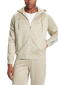 Guess - GUESS Zielona rozpinana męska bluza w monogram z lampasami i kapturem Parimo 4G, Rozmiar S. Okazja: na co dzień. Kolor: zielony. Styl: elegancki, casual, sportowy #3