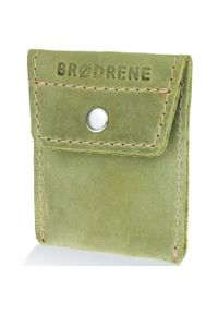 Skórzana bilonówka coin wallet BRODRENE CW02 zielona. Kolor: oliwkowy. Materiał: skóra #1