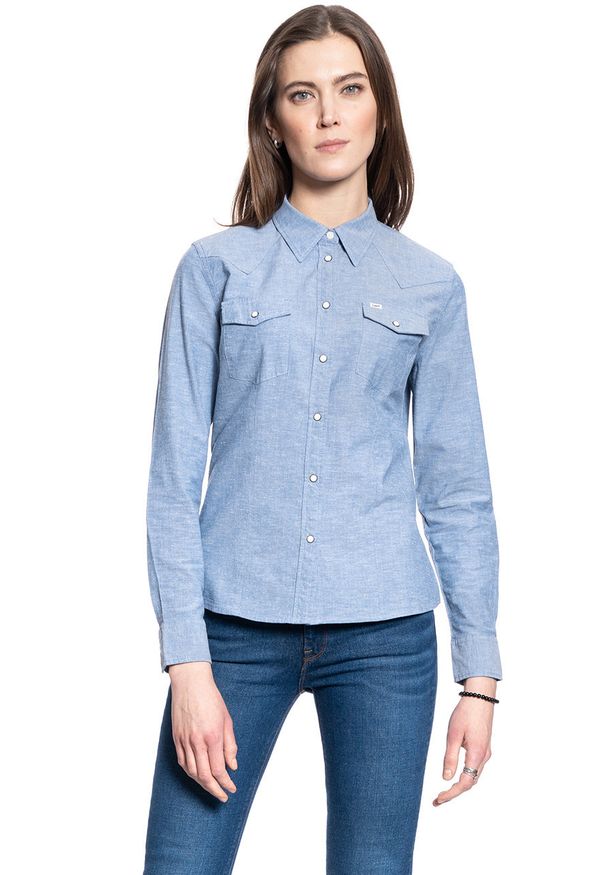 Lee - DAMSKA KOSZULA MATERIAŁOWA LEE SLIM WESTERN SHIRT SUMMER BLUE L45RHONJ. Materiał: materiał