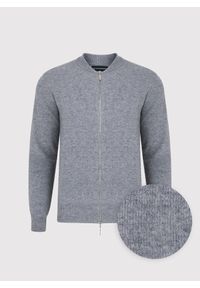Pako Lorente - PAKO LORENTE – Sweter męski rozpinany w szarym kolorze. Kolor: niebieski, szary. Materiał: wełna, poliamid, bawełna. Sezon: jesień