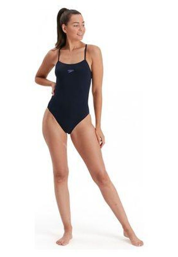 Strój pływacki jednoczęściowy damski Speedo Eco Endurance+ Medalist Thinstrap. Kolor: niebieski. Materiał: poliester