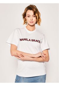 Manila Grace T-Shirt T169CU Biały Regular Fit. Kolor: biały. Materiał: bawełna