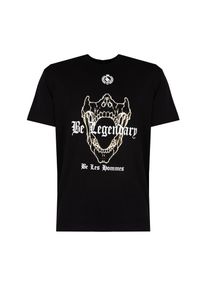 Les Hommes T-Shirt "Be Legendary" | LBT1030700P | Mężczyzna | Czarny. Kolor: czarny. Materiał: bawełna, elastan. Wzór: nadruk. Styl: klasyczny, elegancki