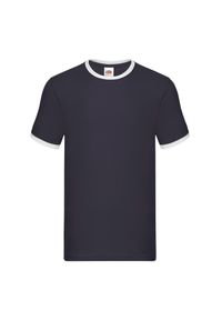 FRUIT OF THE LOOM - T-shirt Męski Ringer. Kolor: biały, wielokolorowy, niebieski