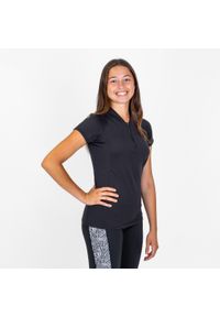 Decathlon - Koszulka krótki rękaw do gimnastyki w wodzie/aquabike damska Nabaiji Elo. Kolor: czarny. Materiał: poliester, elastan, materiał. Długość: krótkie #1