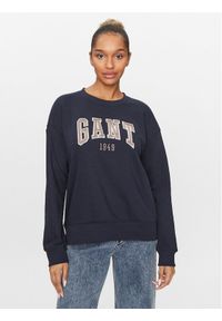 GANT - Gant Bluza Rel Logo C-Neck 4200725 Granatowy Relaxed Fit. Kolor: niebieski. Materiał: bawełna