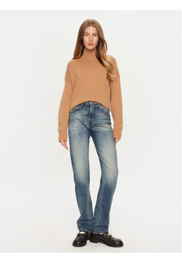 ViCOLO Sweter 77011S Brązowy Regular Fit. Kolor: brązowy. Materiał: kaszmir
