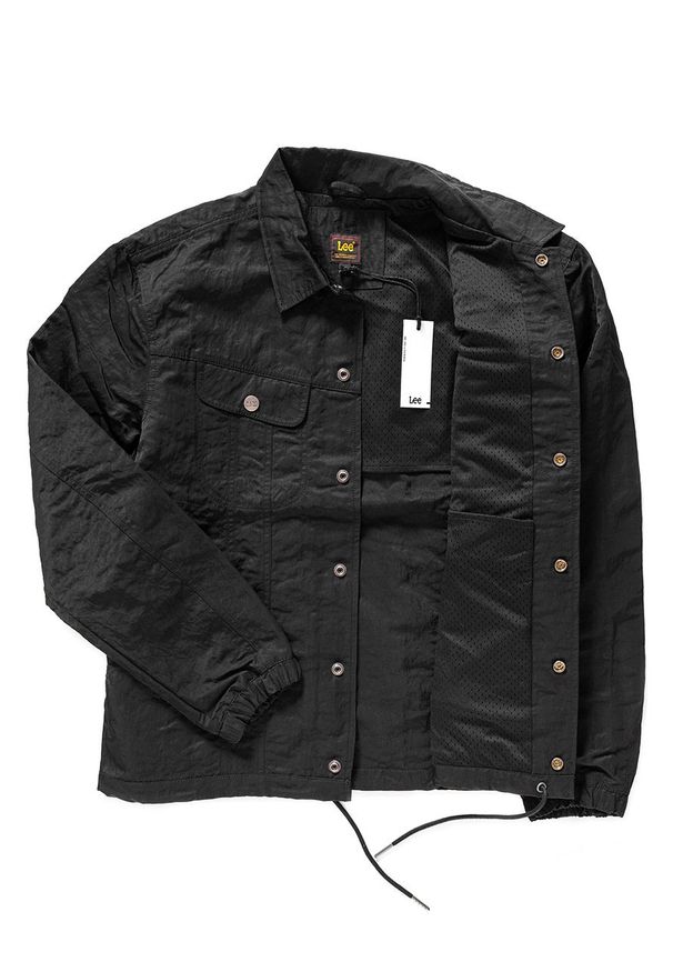 Lee - KURTKA LEE COACH RIDER JACKET PITCH BLACK L86RTDEM 112122773. Wzór: nadruk