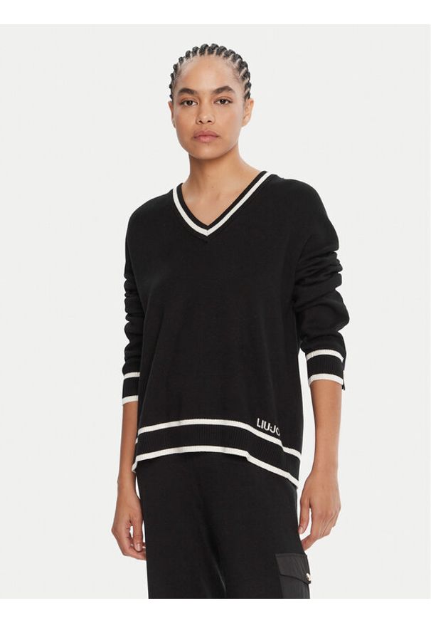 Liu Jo Sport Sweter TF5229 MS59L Czarny Regular Fit. Kolor: czarny. Materiał: syntetyk. Styl: sportowy