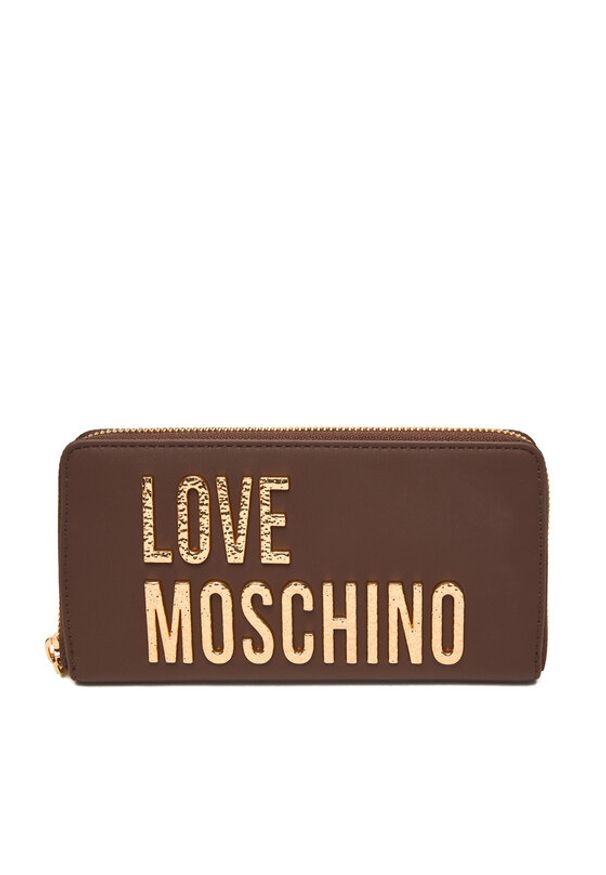 Love Moschino - LOVE MOSCHINO Duży Portfel Damski JC5692PP0NKD031A Brązowy. Kolor: brązowy. Materiał: skóra