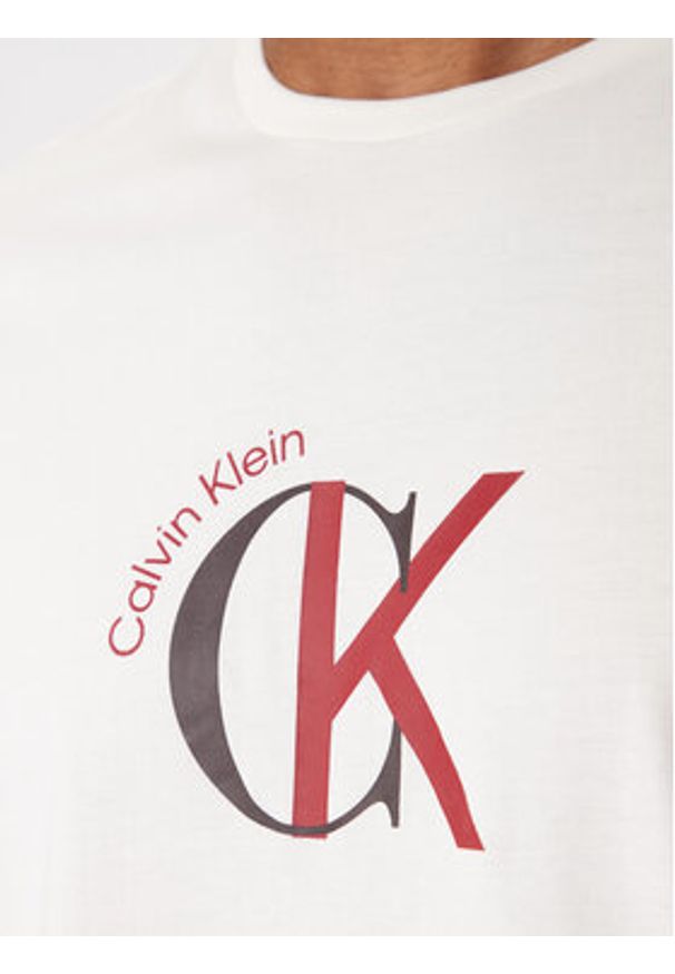 Calvin Klein Jeans T-Shirt 2Tone Graphic LV14RE829G Biały Regular Fit. Kolor: biały. Materiał: bawełna