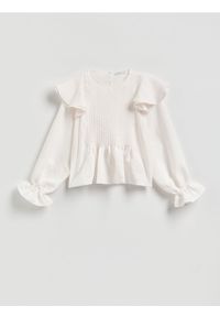 Reserved - Bluzka z modalem - złamana biel. Materiał: tkanina