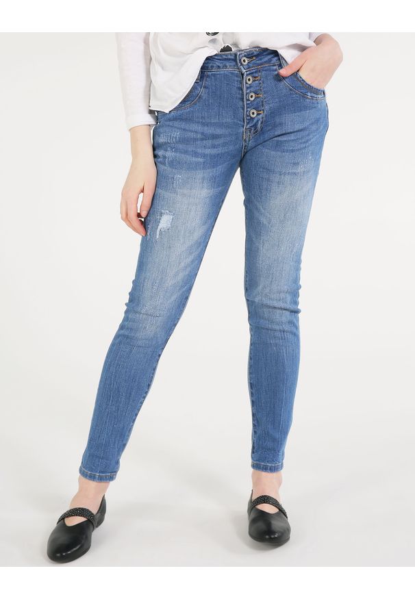 Unisono - SPODNIE - JEANSY 42-1200 JEAN W21. Materiał: jeans