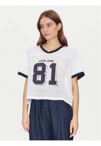 Guess Jeans T-Shirt W5GI59 KCTE2 Biały Regular Fit. Kolor: biały. Materiał: syntetyk