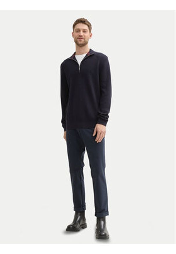Tom Tailor Sweter 1042454 Granatowy Regular Fit. Kolor: niebieski. Materiał: bawełna