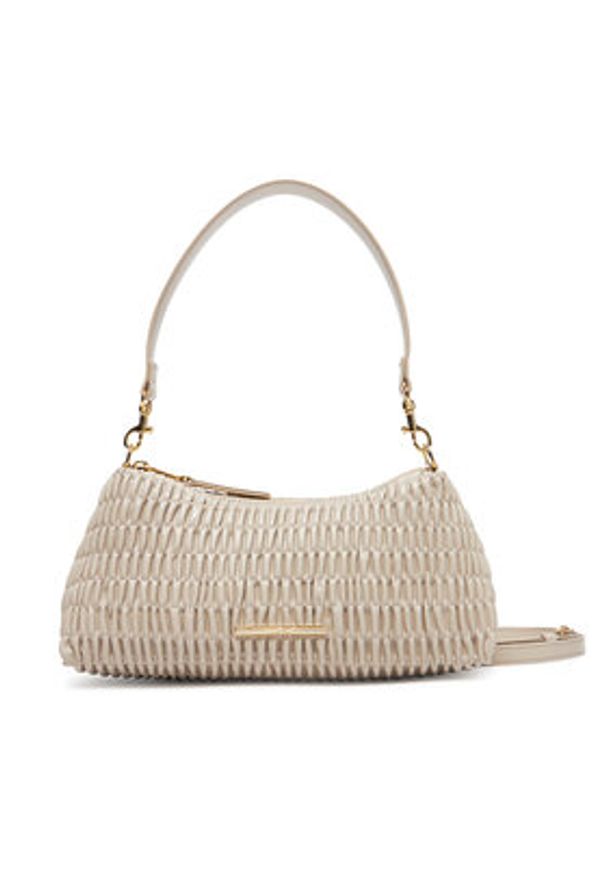 Calvin Klein Torebka Ruched Drop Shoulder Bag LV04K3088G Beżowy. Kolor: beżowy. Materiał: skórzane
